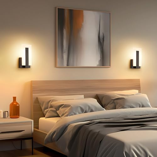Modern LED Wall Sconces Up and Down Wall Mount Light Black 3000K Warm White Wall Lights Set of 2 (2 Count)