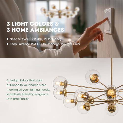 42.5″ Gold Sputnik Chandeliers for Dining Room Light Fixture