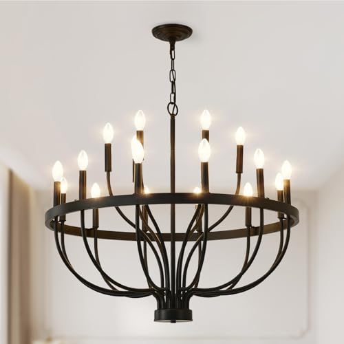 32 Inch Black Farmhouse Chandelier 18