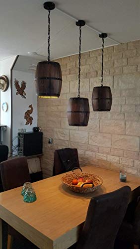 Antique Wood Wine Barrel Pendant Light