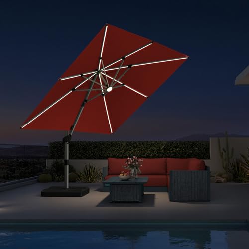 Cantilever Patio Umbrella 9' X 9' Solar LED Light