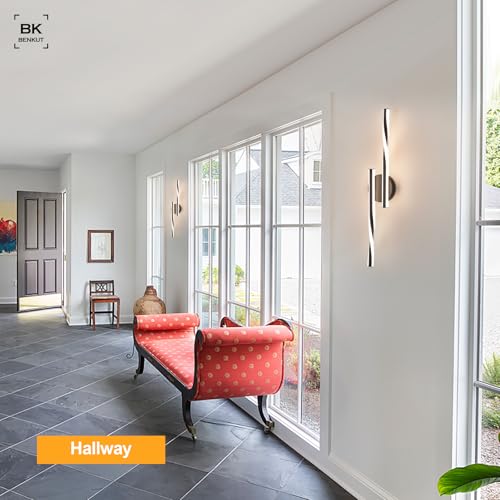 Modern LED Vanity Light Bathroom Black Wall Sconce with Remote Control Modern Bathroom Wall Lighting Fixtures Over Mirror for Bedroom Bedside