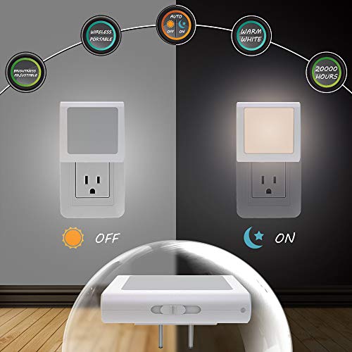 Plug in Dimmable Led Night Light with Auto Dusk to Dawn Sensor (4 Count)