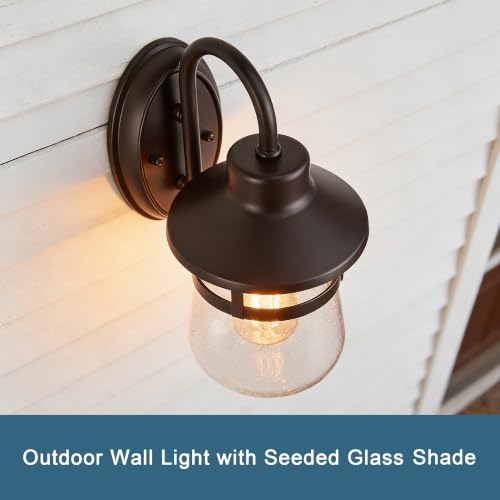 Outdoor Wall Sconce with Clear Seeded Glass Shade