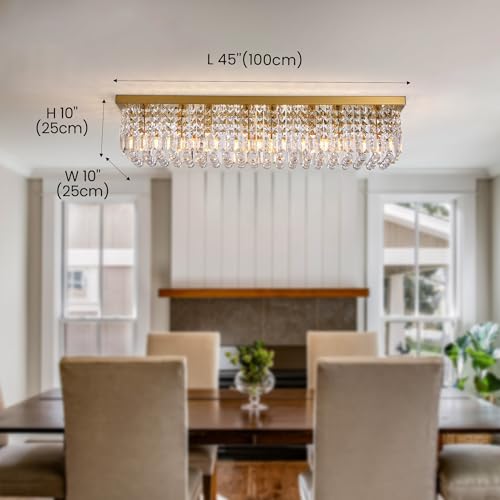 8 Light Gold Crystal Chandelier