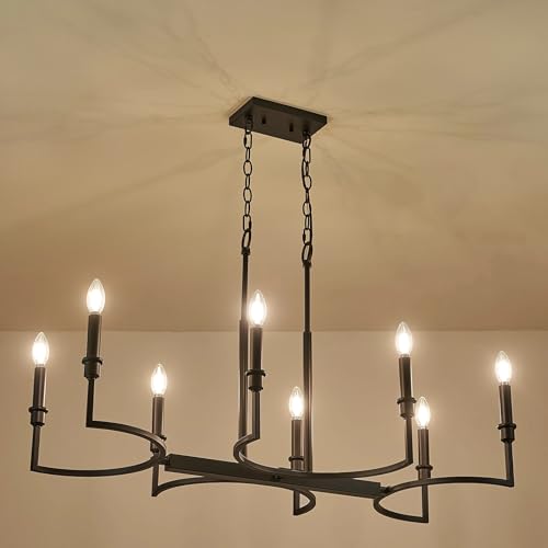 8 Light Candelabra Chandelier Dining Room Black Chandeliers 38in