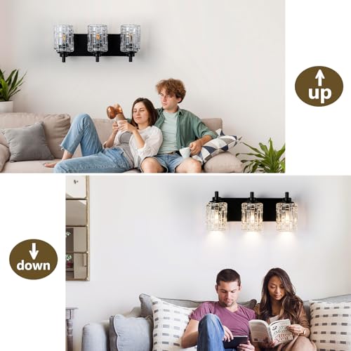 3 Light Black Bathroom Light Fixtures