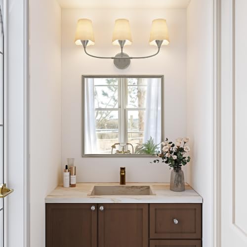 Brushed Nickel Bathroom Light Fixtures Over Mirror (Nickel / 3 Light)