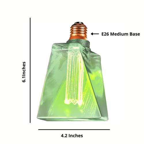 Green Light Bulbs LED Vintage Light Bulb 3.5W Equivalent 20W Ice Shaped E26 Led Bulb Medium Base