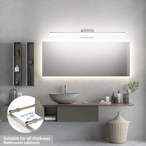 40 inch Modern Brushed Nickel Vanity Light Adjustable LED Bathroom Light Fixtures Over Mirror Rotatable Vanity Lighting 5500K