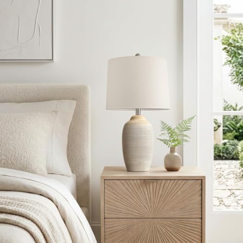 24.5" Ceramic Table Lamp for Living Room with Pre