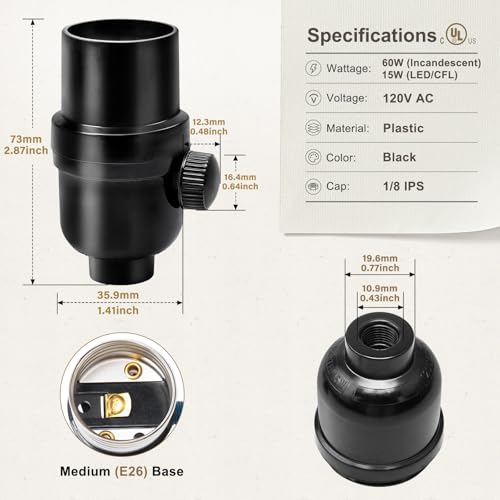 UL Listed Full Range Dimmer Lamp Socket Replacement (2 Count)