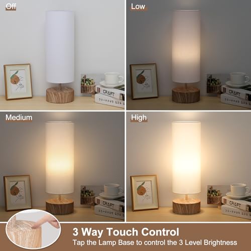 Touch Table Lamp with Wood Grain Metal Base