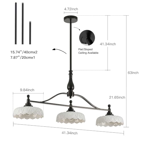 Chandeliers Black Modern Pendant Lighting Fixtures 3 Lights Chandelier White Glass Hanging Lamp for Island Dining Room Living Room