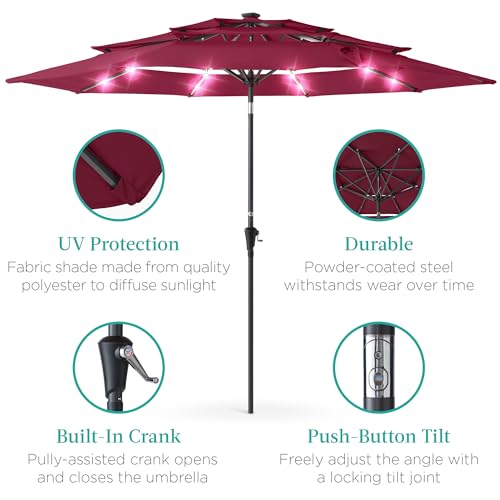 10ft 3 Tier Solar Patio Umbrella