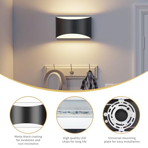 Black Modern LED Wall Sconce (2 Count)