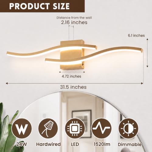 Modern Vanity Lights Dimmable Bathroom Light Fixtures Over Mirror Bathroom LED Vanity Light for Bathroom Living Room