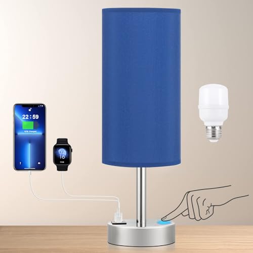Blue Touch Table Lamp for Bedroom