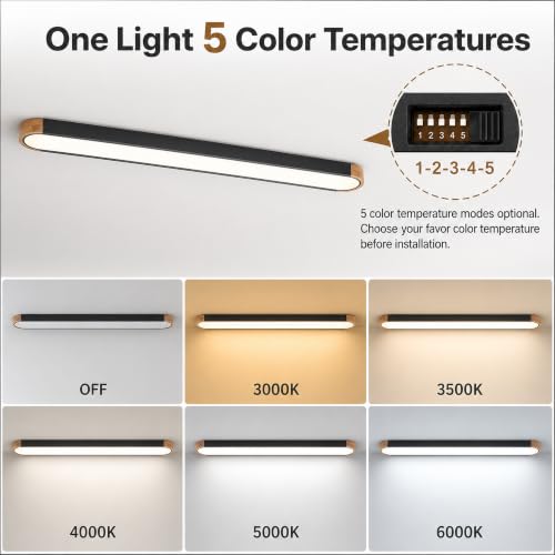 Modern LED Ceiling Light 48 Inch Wood Flush Mount Ceiling Light