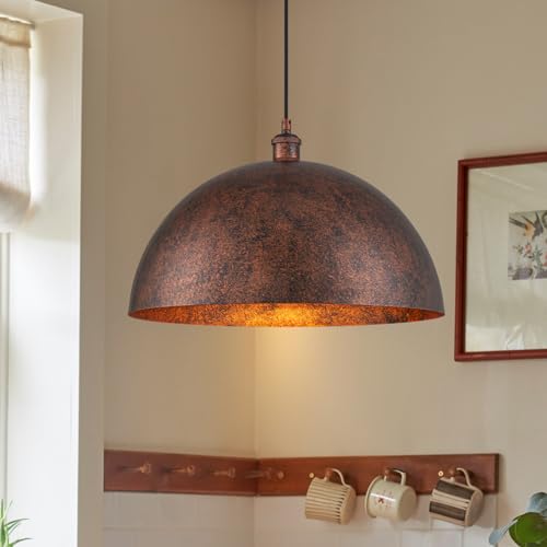 17.7” Industrial Metal Dome Pendant Light