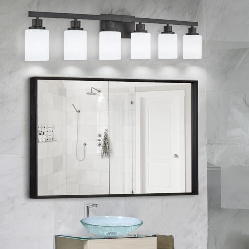 6 Light Black Vanity Lights 36.8in Bathroom Vanity Light for Mirror
