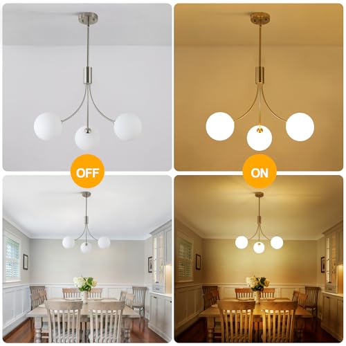 3 Light Brushed Nickel Chandelier Milk Globe Glass Pendant Lights Kitchen Island