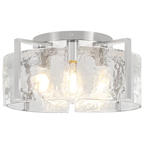Modern Brushed Nickel Semi Flush Mount Ceiling Light 4 Lights Ceiling Lamp