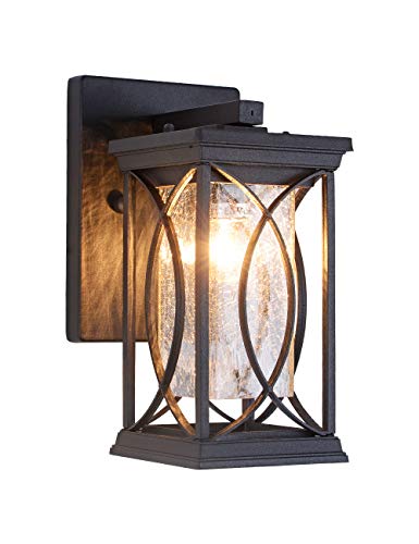 Dusk to Dawn Outdoor Wall Lanterns Small Modern Exterior Light Fixture Aluminum with Crack