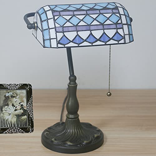 Tiffany Style Bankers Table Lamp Stained Glass Piano Desk Lamp Vintage Bedroom Bedside Lamp for Study