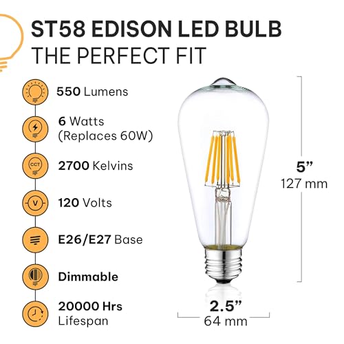 Vintage LED Edison Light Bulbs (6 Count)