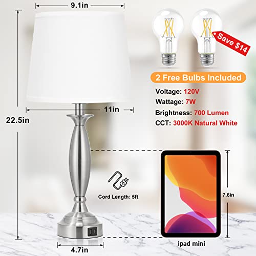 Bedroom Lamps for Nightstand (2 Count)