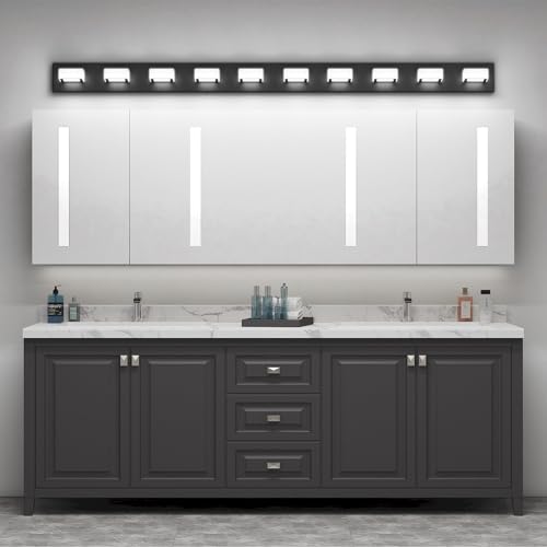 66inch Matte Black Bathroom Vanity Lights Metal Acrylic LED Modern Black Bathroom Wall Lighting Fixtures