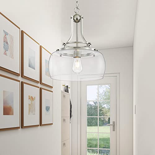 Chandelier Rustic Farmhouse Industrial Round Ceiling Pendant LED Light Fixture with Clear Glass Shades for Dining Room Kitchen Island Foyer Entryway