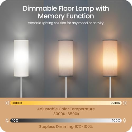 Dimmable Floor Lamps for Living Room with Remote and Foot Switch