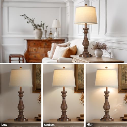 29" Tall Farmhouse Table Lamp for Living Room (Brown-1PK)