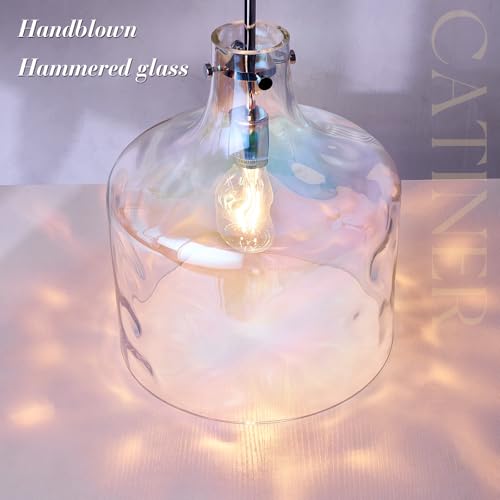 Colorful Hammered Glass Pendant Light