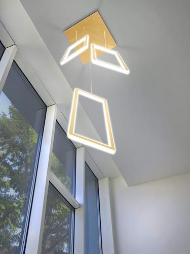 Modern LED Chandelier Adjustable Hanging Gold Pendant Light Fixture 3