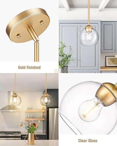 Modern Gold Pendant Light Fixtures (2 Count)