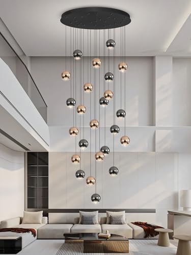 LED Staircase Chandelier Crystal Ceiling Lights Large Chandeliers for High Ceilings