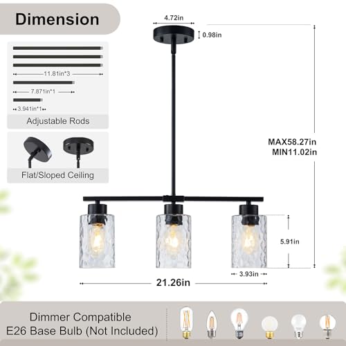 Hammered Glass Dining Room Light Fixture