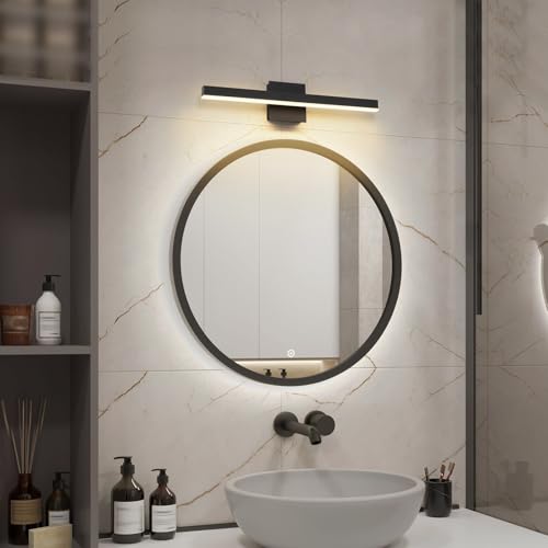 Vanity Light for Bathroom Lighting Fixtures Over Mirror 23.62 Inch Dimmable 5CCT Modern Vanity Lights Black Bathroom Light Bar Bath Wall Sconce ETL Certificated