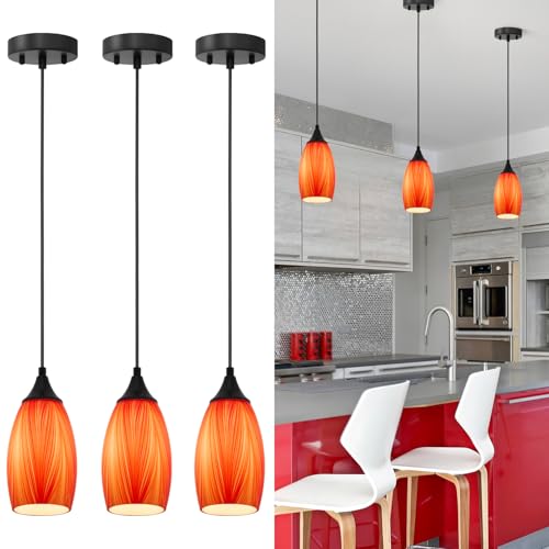 Vintage Art Orange Pendant Lighting (3 Count)