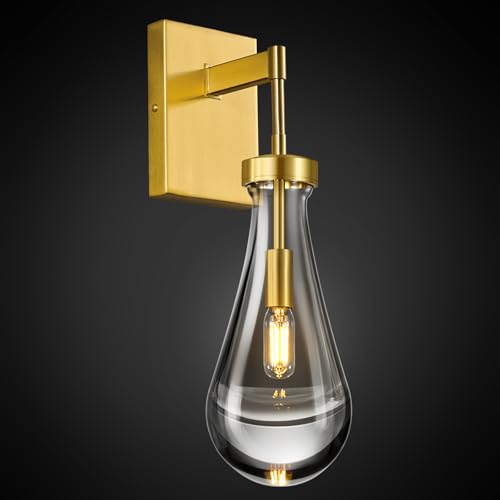 Raindrop Wall Sconces Gold Sconces Wall Decor Modern Wall Lighting Glass Bathroom Sconces Indoor Vanity Light Wall Lamp for Bedroom Living Room Stair