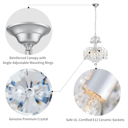 5 Light Crystal Chandelier Pendant Ceiling Light Modern Lighting Fixture for Bedroom Hallway Bar Kitchen Bathroom