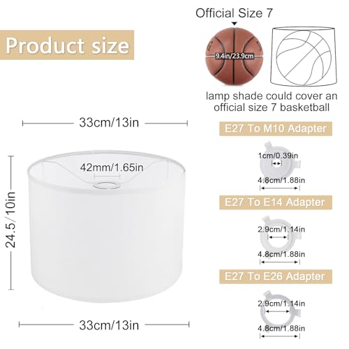 drum Fabric White lamp shades Set of 2 for table lamps