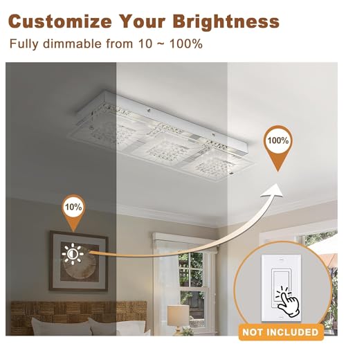 Crystal Ceiling Light Flush Mount Modern Rectangle Ceiling Light Fxiture