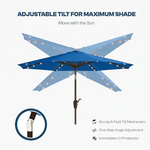 10FT Solar Patio Umbrella with Lights
