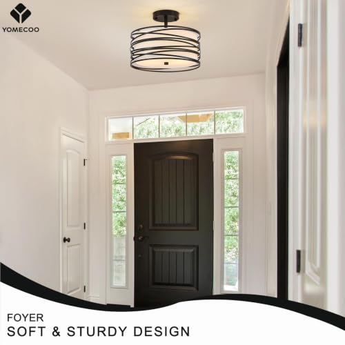 12.2" Black Semi Flush Mount Ceiling Light