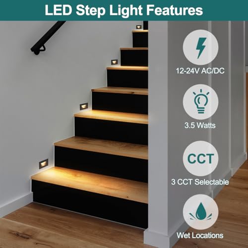 12V-24V AC/DC Low-Voltage LED Step Lights, 3CCT, 4-Pack (4 Count)