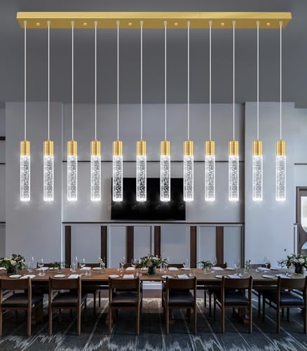 Modern Crystal Chandeliers LED Pendant Light for Kitchen Island Dining Room Entrance Foyer Living Room 6000K Gold
